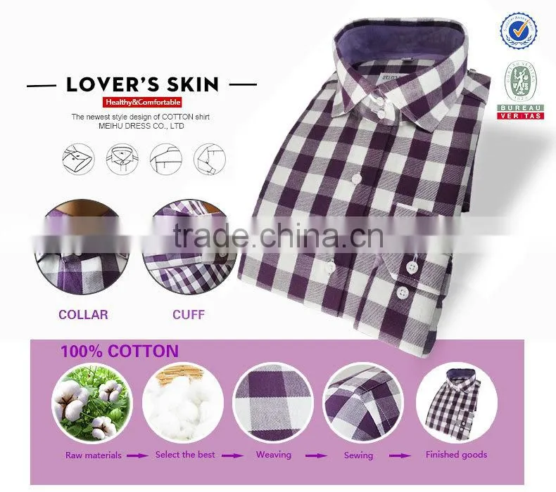2017 new Brand Plaid Autumn Oxford mens slim fit fashion shirt