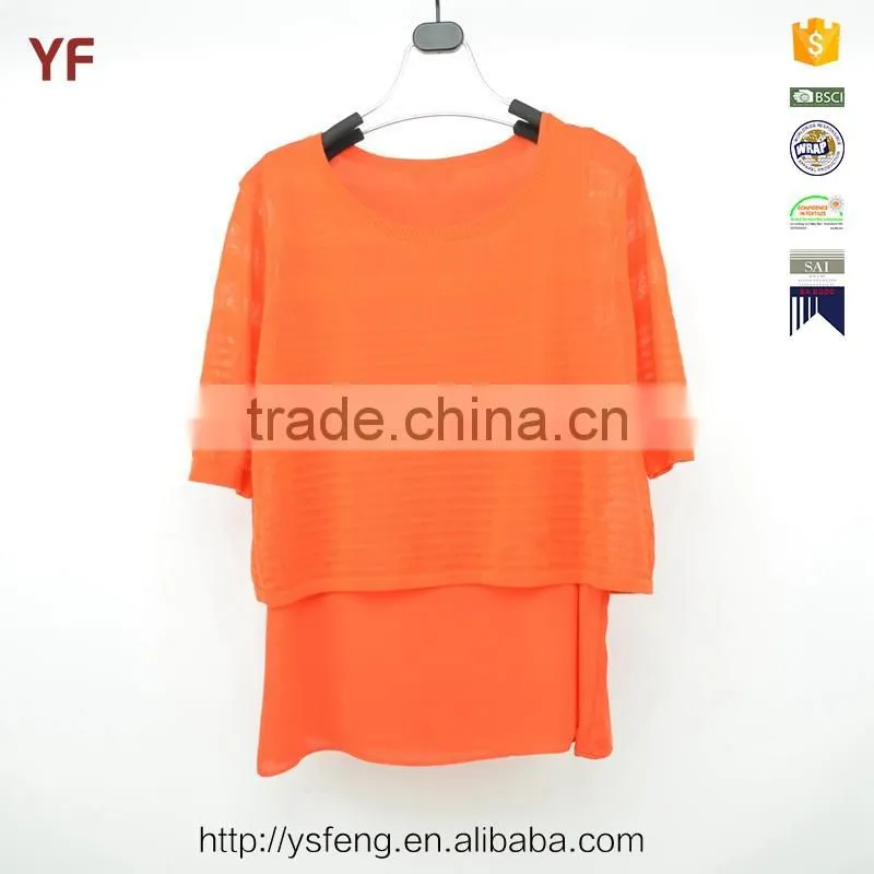 New Half Sleeve Round Neck Design Latest Ladies Fashion sweater
