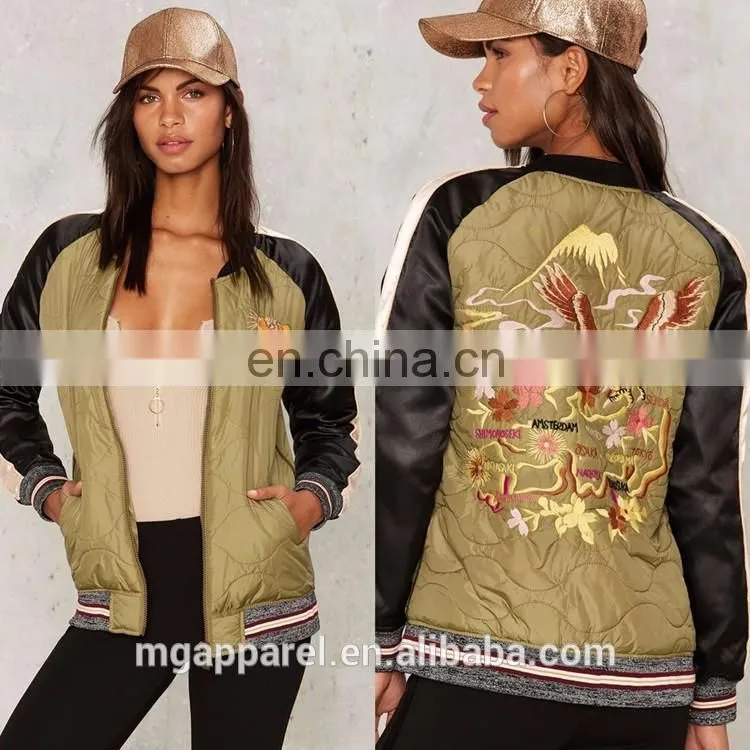 OEM Fashion bomber jacket for women ,embroidered bomber jacket wholesale