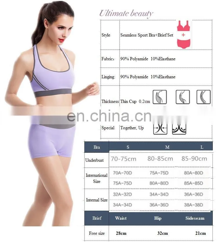 Top quality Wholesale Seamless Hot Sexy Custom Women Sports Bra+Brief
