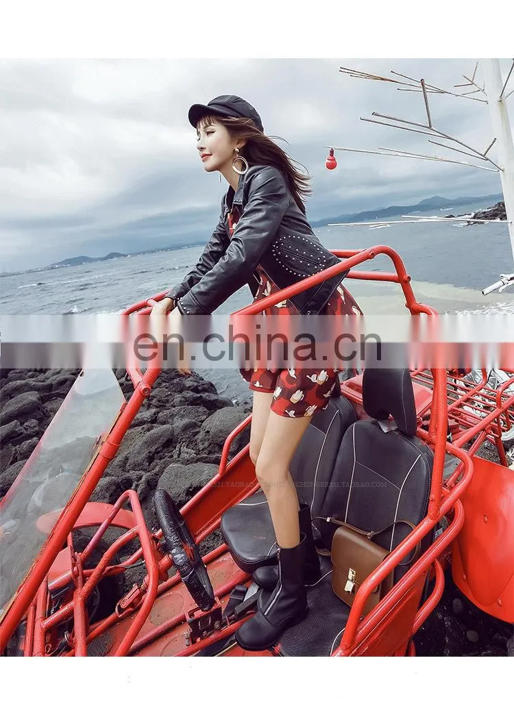 Fashion Real Curly Hip Hop Style Sheep Skin Leather Overcoat Women
