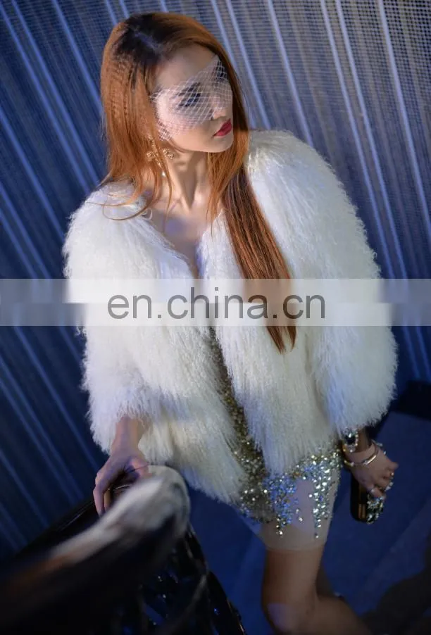 Hot-sale mongolian lamb fur coat women winter fur jacket