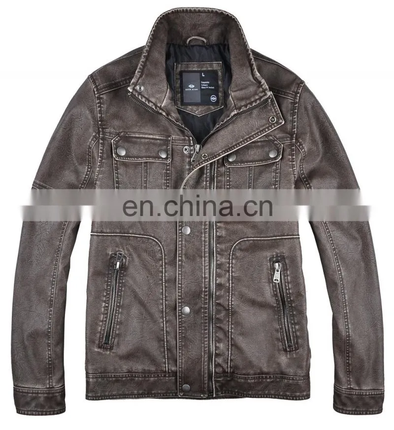 2015 lastest fashion mens hot selling garment dye leather jacket
