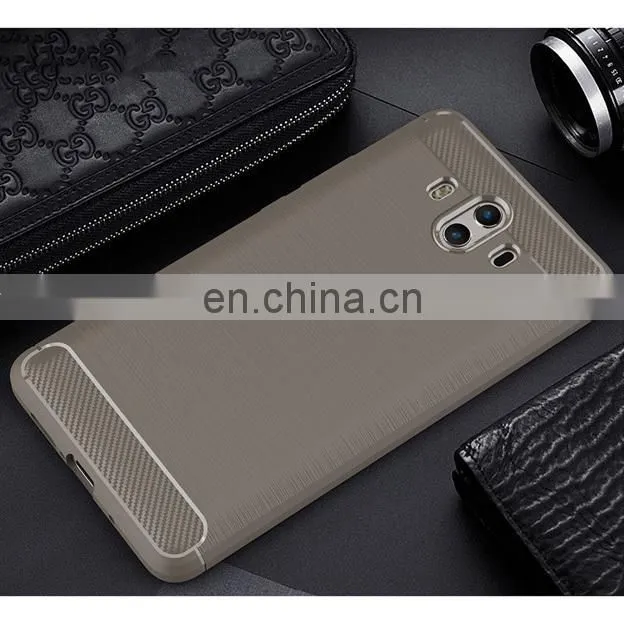 Carbon Fiber Brushed Metal Solid Color TPU Black Cover Case for Huawei Mate 10