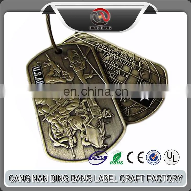 Promotional High Quality Zinc Alloy Brushed Bronze Metal Game Souvenir 3D Custom Dog Tag
