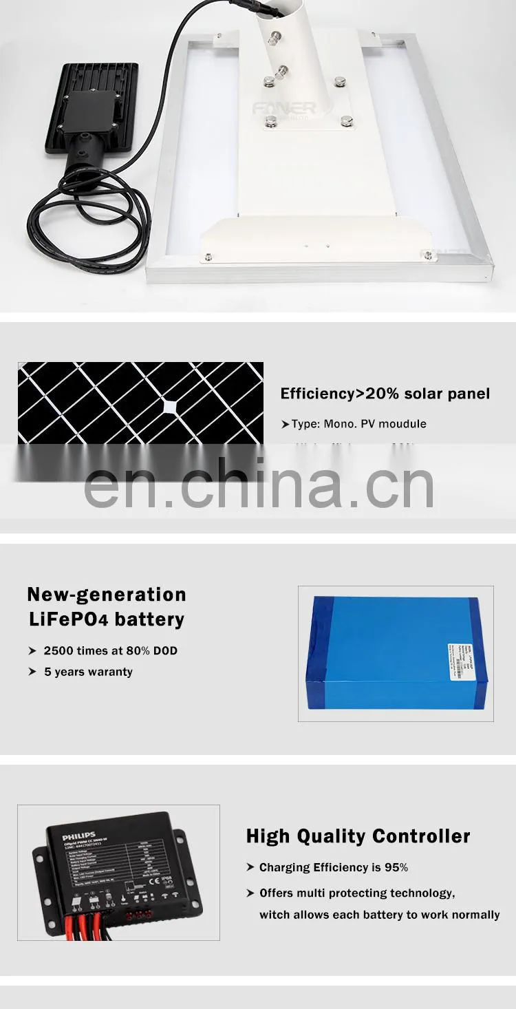 The new design Faner lighting 2020 new led solar street light waterproof ip67 50W 100w 150W 5 years wattery solar led street lig