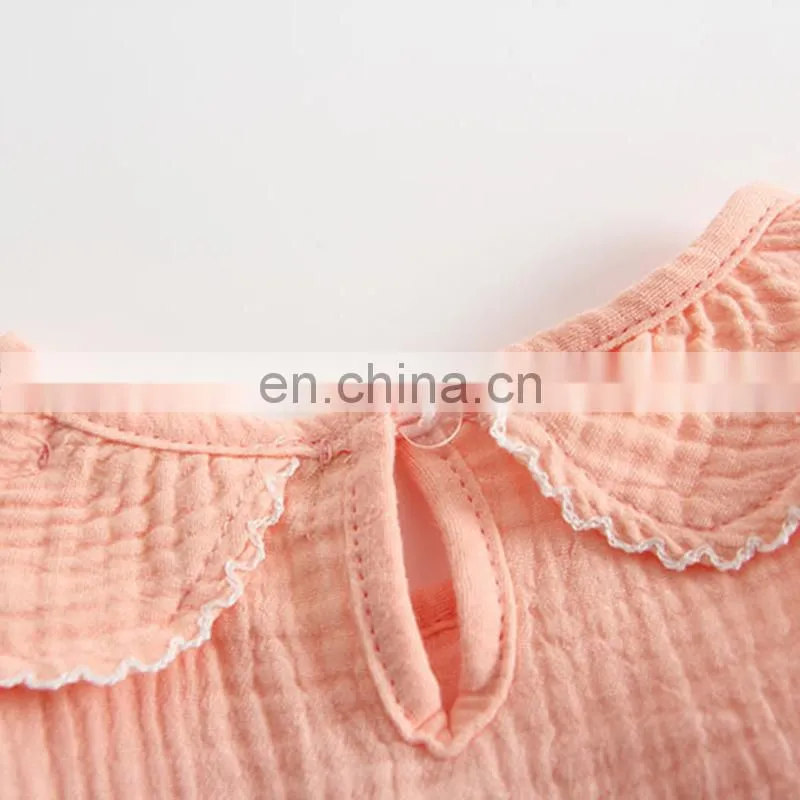Lovely Baby Clothing Romper Long Sleeve Linen Ruffle Baby Romper