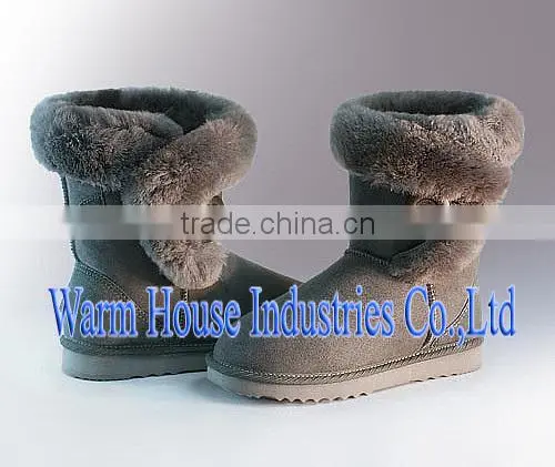 2016 New fashion 100% Pure sheep skin winter snow boots for women