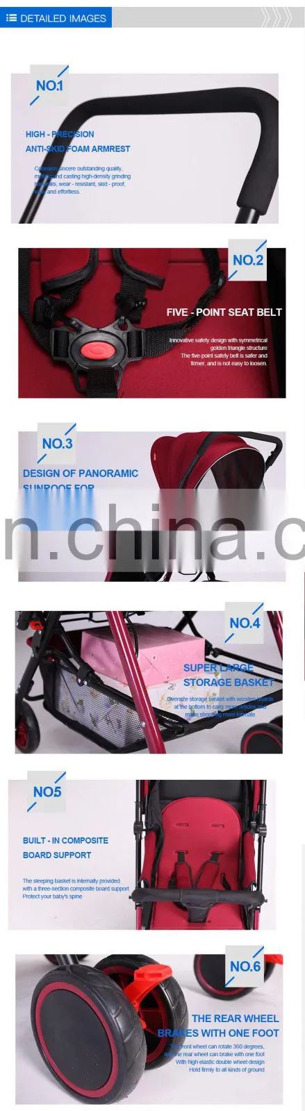 Luxury Baby Stroller Stainless Steel Frame Half Canopy 360 Rotating Big Wheels