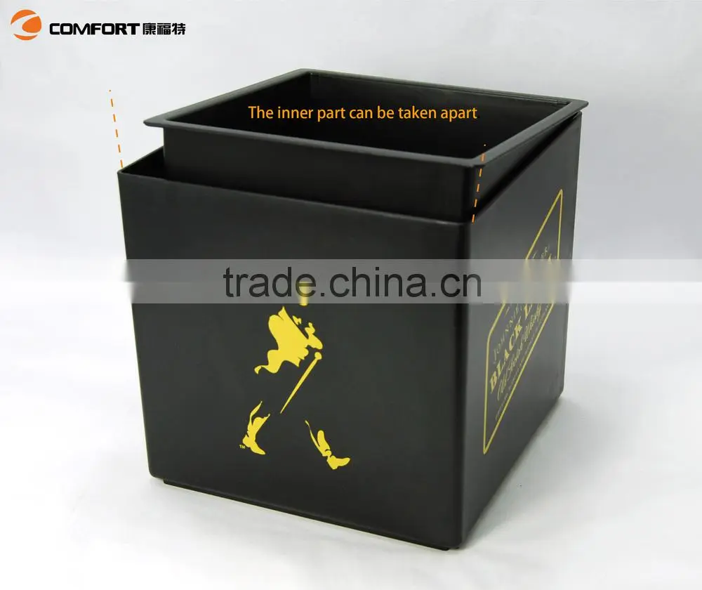 square double layer small black drink plastic ice buckets with lid