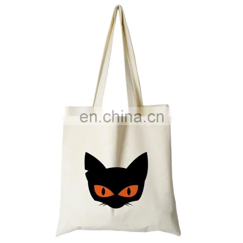 Custom Print Canvas Cute Cat Travel Tote Reusable Hand Bags for Women