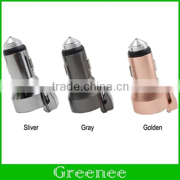 Newest Multifunction Car Charger Dual USB Tungsten Steel Safe Hammers for iPhone 6 6S Plus and Smartphones