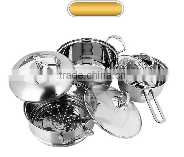 stainless steel two layers steamer pot cookware sets/ milk boiling pot/ sauce pot