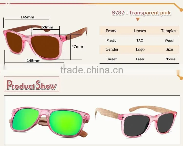 Custom polarized wooden sunglasses cheap wooden sunglasses mirror/revo lens