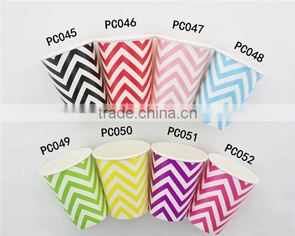 Party Suppllies Disposable 9 oz Blue Striped Paper Cups