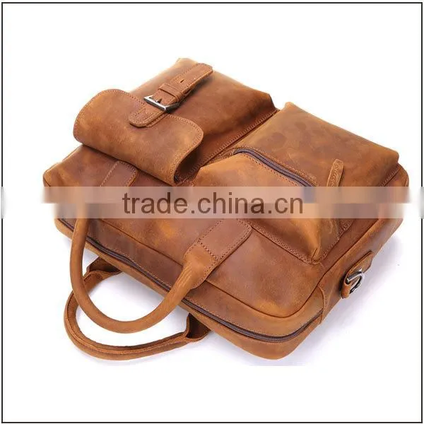 Vintage top grain leather tote briefcase men genuine leather briefcase