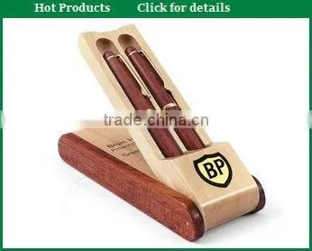 Cherry wood pen box with transparent window