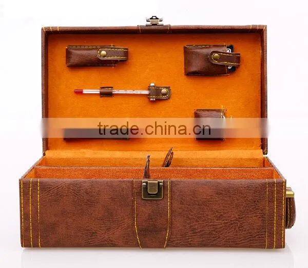 Top Grade Unique Design leather wine box,wine accessories set