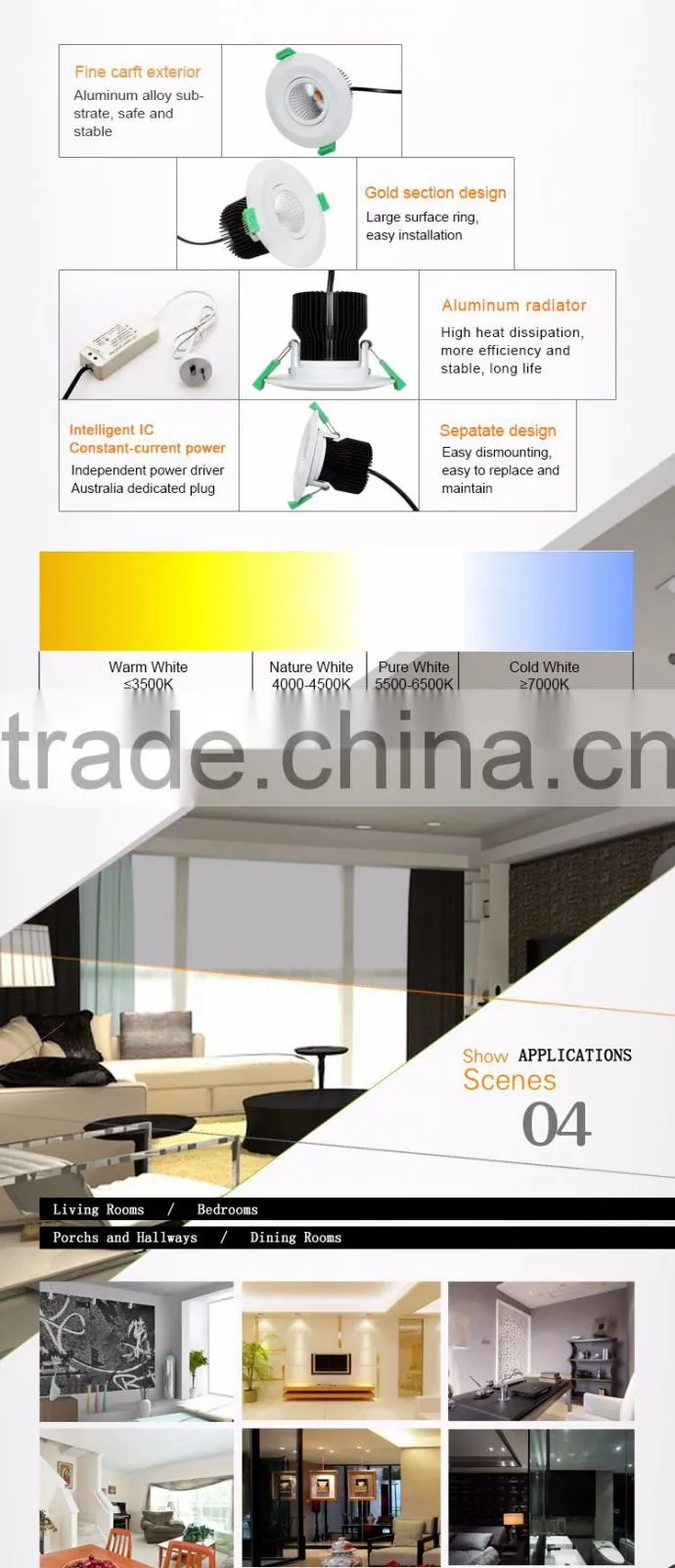 Recessed 11W 13W LED Dimmable Downlight Downlight LED Dimmable LED Down Light