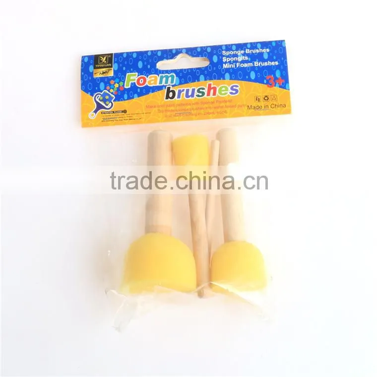 3pcs Free Sample Wooden Handle Sponge Roller Brush For Kids