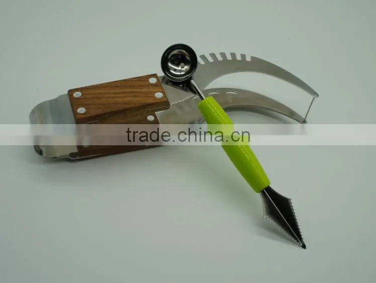 Watermelon Slicer Tongs and Double Melon Baller &carver - Top Rated Premium Stainless Steel Watermelon Corer, Cutter, Knife