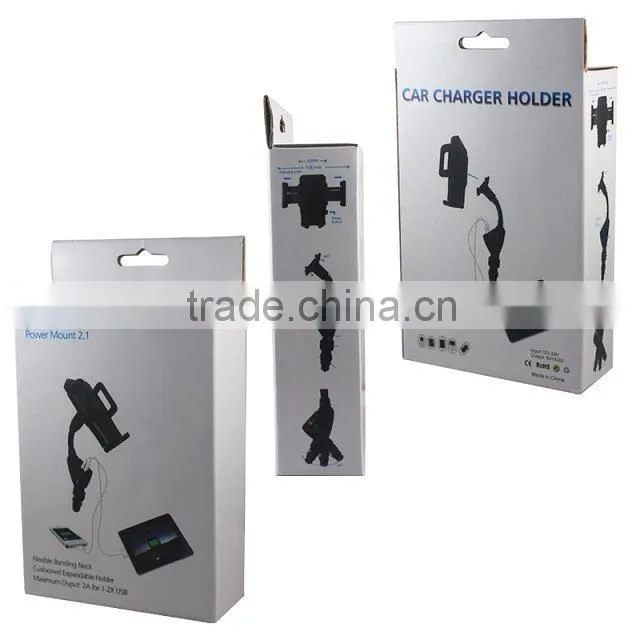 Rotatable adjustabl Car Charger Phone Holder for smartphone/tablet pc
