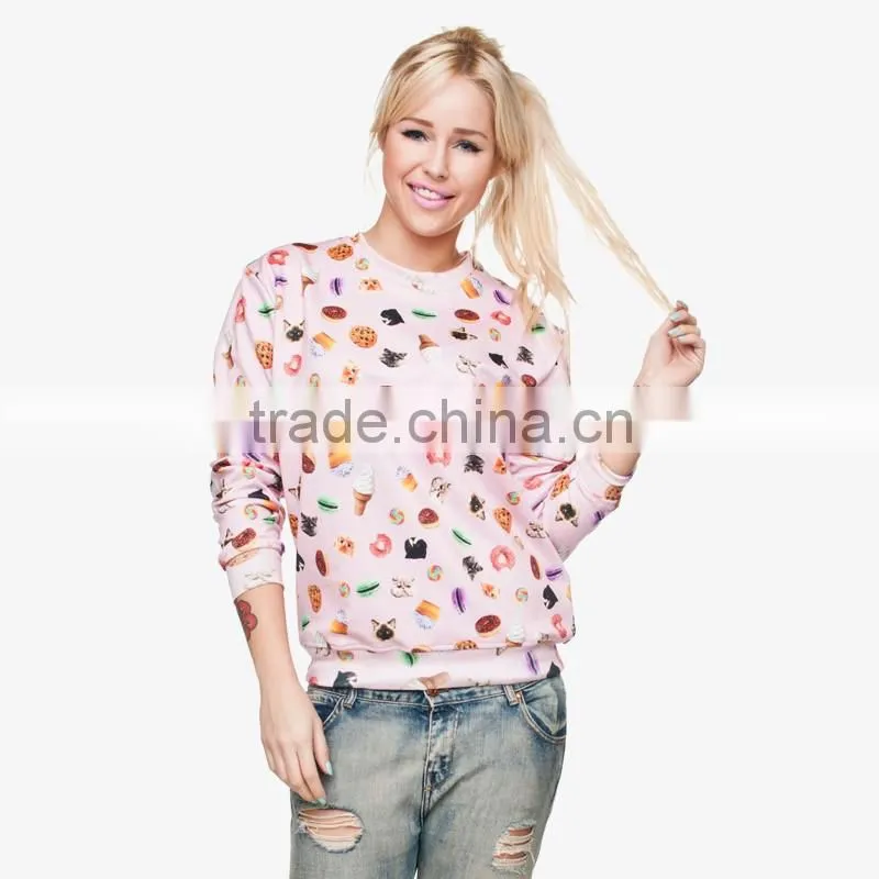 New design round neck pullover, custom 3D sublimation plain sweatshirt