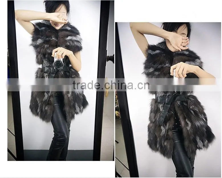 2016 high -end Genuine silver fox Fur Vest