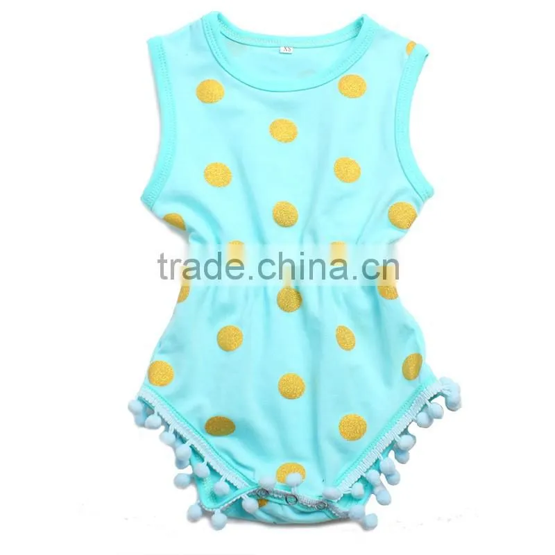 pink gold polka dots baby bodysuit wholesale infant clothing baby romper