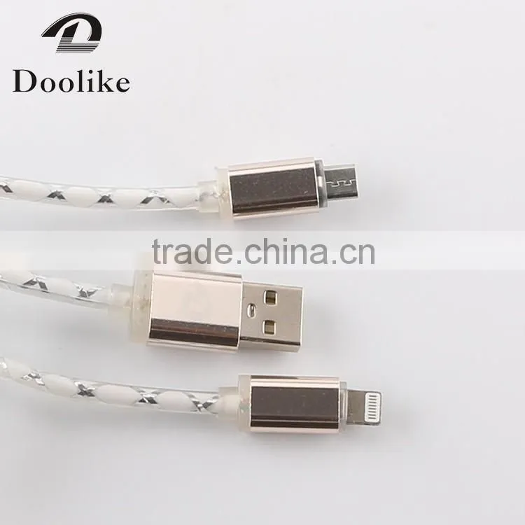 Hot selling 2 in 1USB Cable For Samsung Mrice USB Cable 1m Wholesale For Iphone data Cable