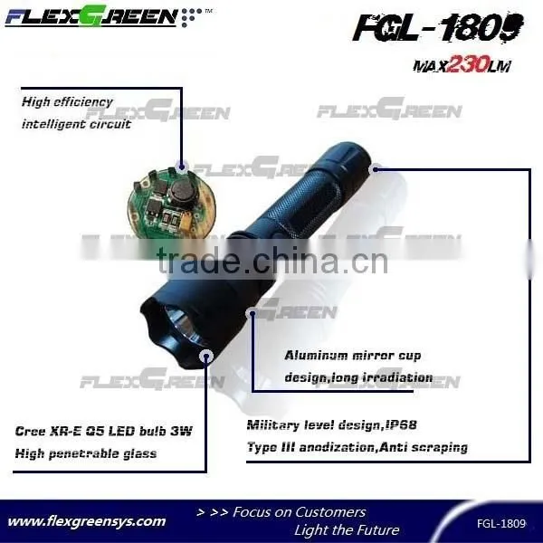 3w Q5 rechargeable usb flashlight