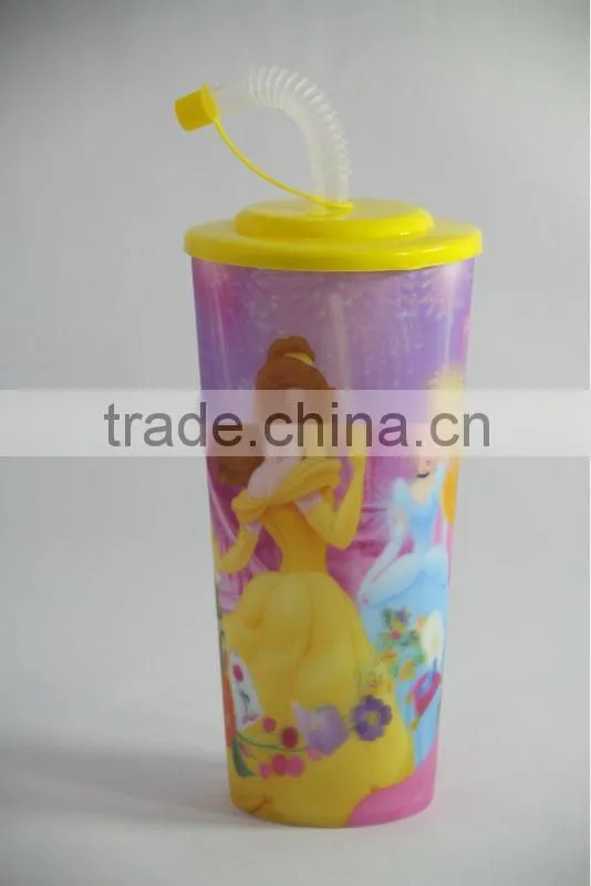personalized customized 1000ml 3D lenticular pp cup with straw and lids
