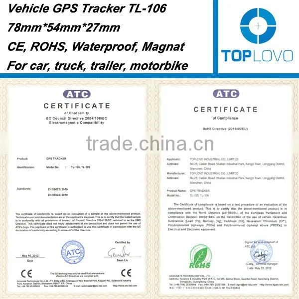waterproof gps car alarm tracker with real time tracking TL-106
