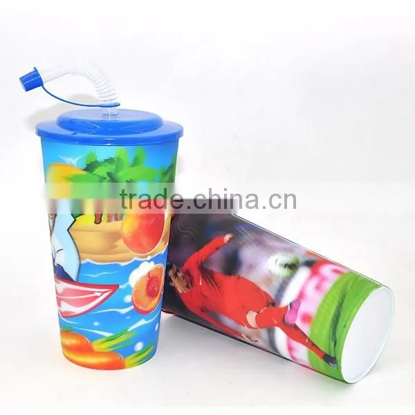 Disposable Different Capacity JoyShaker Plastic Cup With Straw 420ml Logo Print
