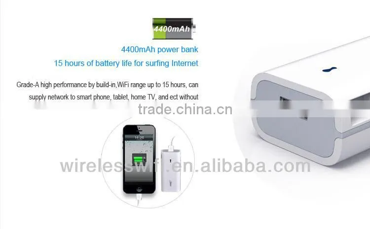 wireless router 3g hotspot pocket wifi with 4400mAh power bank