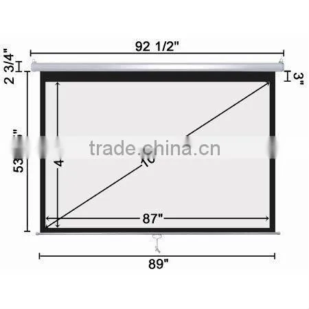 100 16:9 Manual Pull Down Projector Screen Selflocking Matte White Theater Video