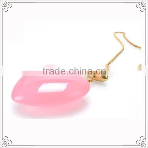 Orange Heart Shaped Resin Pendant Necklace With Gold Plated Chains
