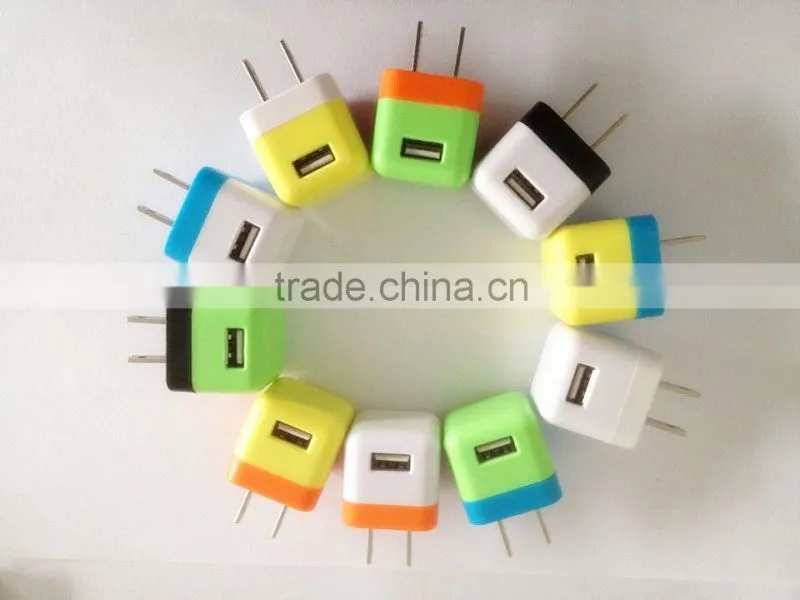 The POpular Colourful USB wall charger portable charger mobile charger DC 5v1000mA home charger for smartphone
