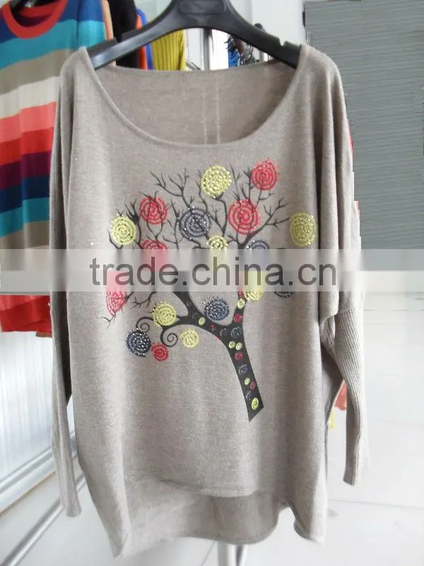 Printing flower and hot drilling technology of overpull big yard sweater 9983#