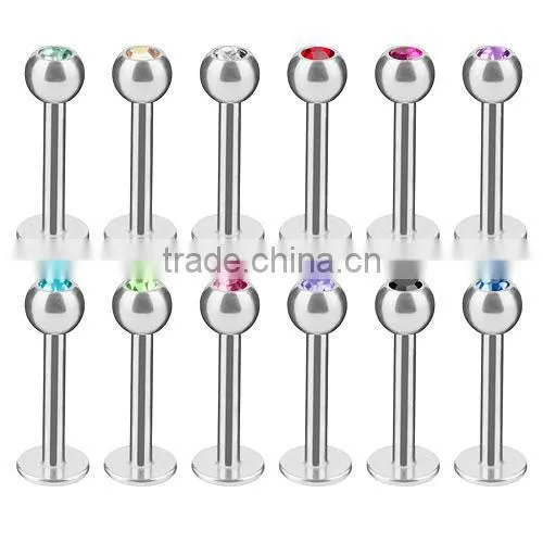 316L Surgical Stainless Steel Gem Labrets