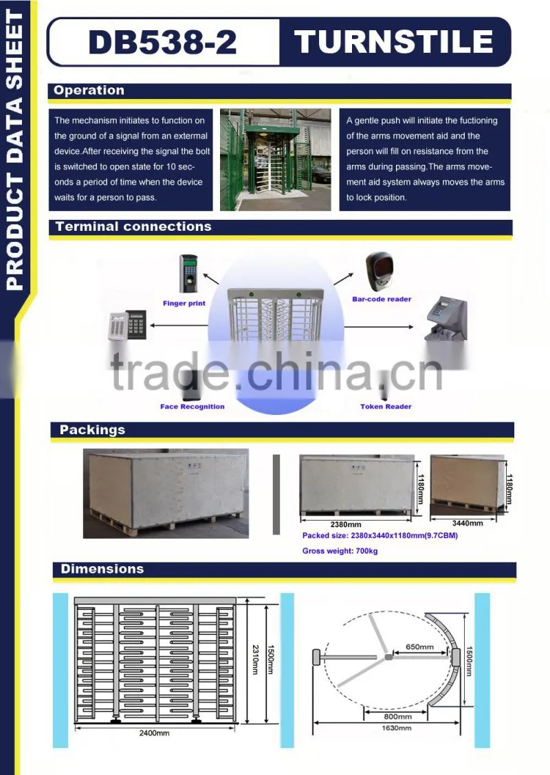 Brand New Barrier Gate Full Height Barcode Turnstile Gate for Access Control