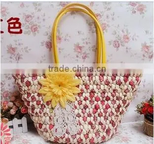 NEW DESIGNS LOVELY FLOWER KNITTED STRAW BAGS WOMEN HANDBAGS