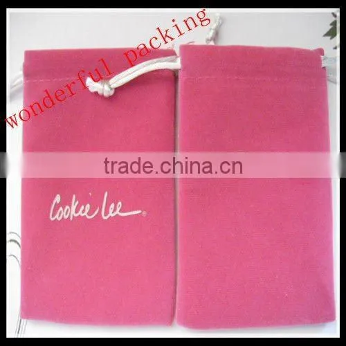 pink velvet pouch for jewelry packing size optional