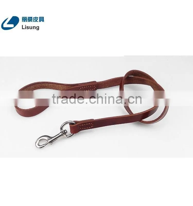 Alloy Hooking No Retractable Pure Cowhide Leather Dog Leash