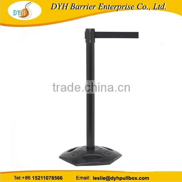 Factory queue system pole retractable stanchion with belt Rubber safety barrier