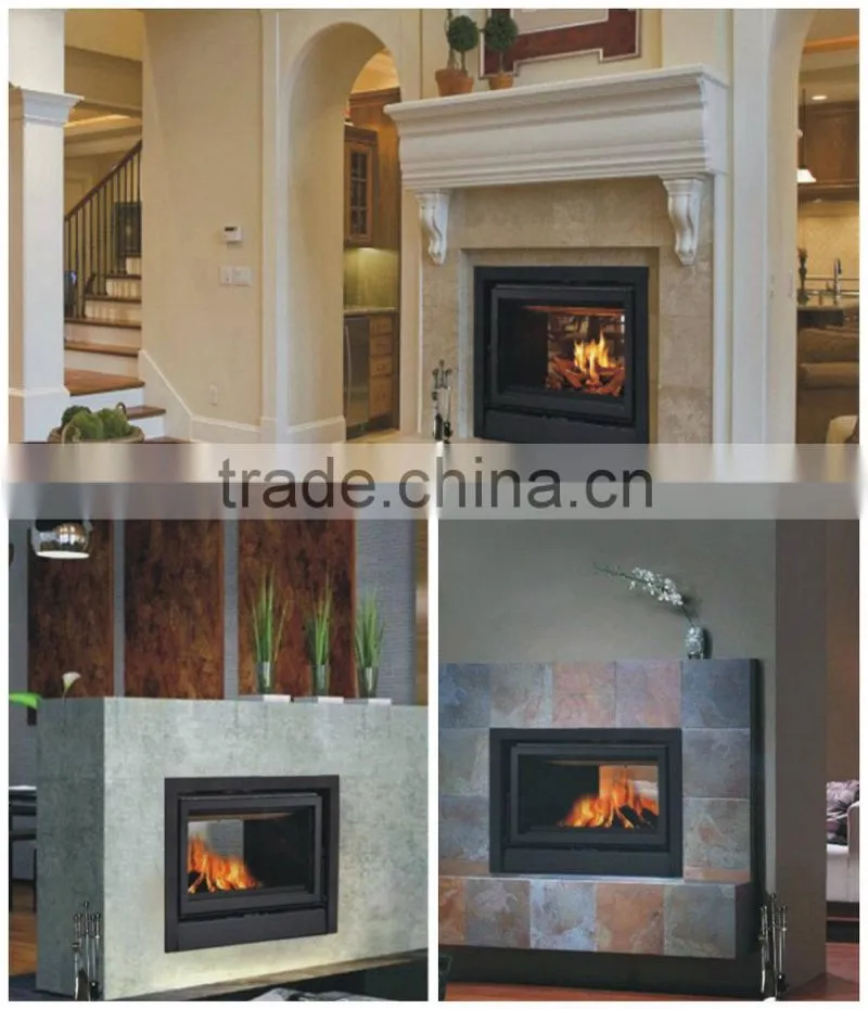 2 sided corner wooden fireplace