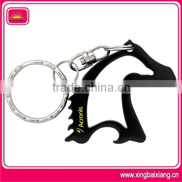 Painting horse head bottle opener keychain with ring