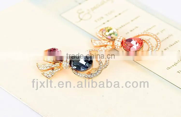 Hot Sale Fashionable 925 Sterling Silver Colorful Crystal Bow Brooch