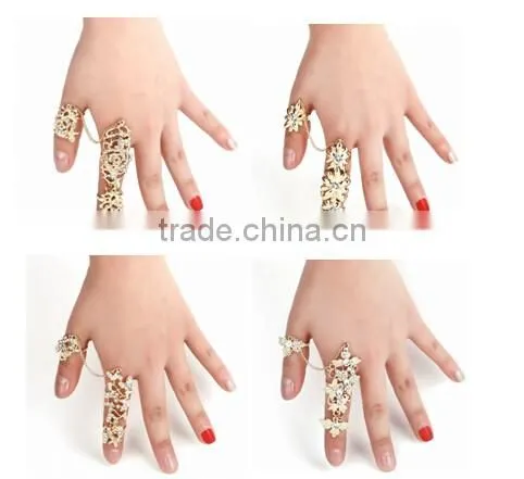 Adjustable Two Finger Ring Cuff Fine Zirconia Fashion Jewelry Womens Gift