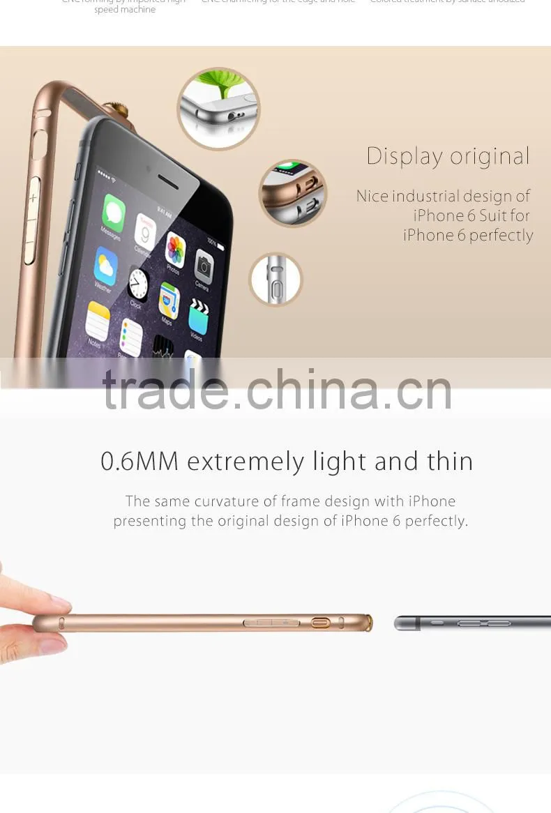 Ultra Thin Aluminum Metal Bumper Cover For iPhone 6, High Quality Hot Selling Universal Fashion Luxury Metal Aluminum Bumper